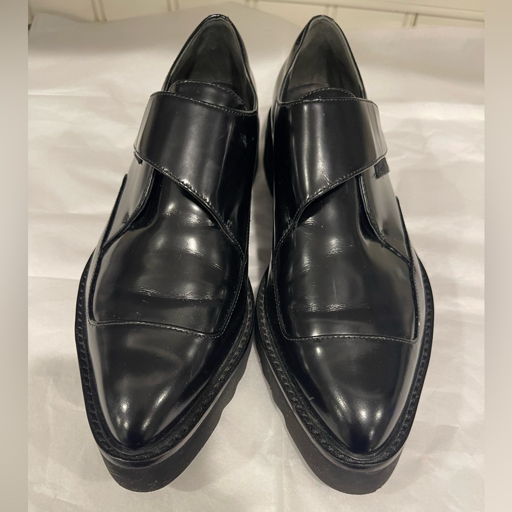 Vince Arden Black Polished Leather Pointy Toe Platform Shoe
